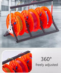 Heavy Duty Wire Spool Organizer With Wheels Foldable 5 Axis Reel Dispenser in use in an industrial setting