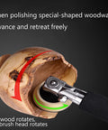 Handheld Wood Turning Lathe Sander With Rotating Spindle Head And 1.5 Inch 2.2 Inch Sanding Discs polishing curved wood bowl