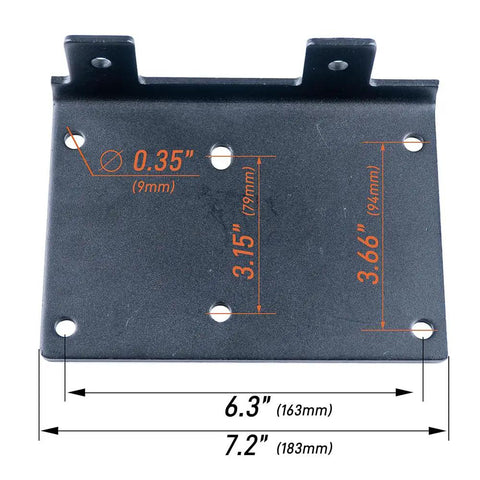Mounting plate dimensions for 2,000 Lb ATV Winch With Steel Cable, Wired Manual Remote Control Switch, Roller Fairlead And Hook