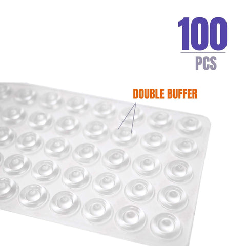 Clear Soft Close Cabinet Bumpers With Adhesive Rubber Cushions for drawers cutting boards and picture frames non slip circular dots 100 pack