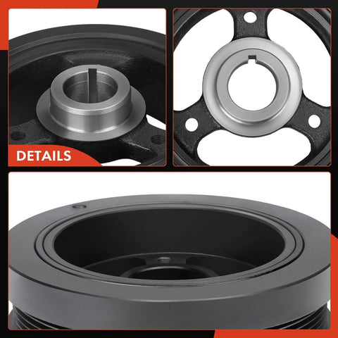 Engine Harmonic Balancer Crankshaft Pulley For Ford F-150 direct fit replacement showing close-up detail of black finish and design