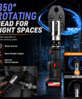Heavy Duty 60kn Electric Pipe Crimping Tool With Powerful Brushless Motor featuring 350° rotating head for tight spaces.