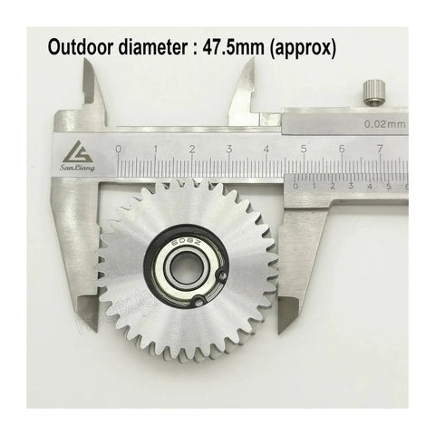 Oblique Helical Planetary Gear for E-Bike Hubs, 35T 47.5x12mm, Nylon Plus Steel Hybrid, with 8mm bearings and caliper