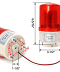 Industrial LED Rotating Strobe Warning Light 110V AC Red Emergency Tower Lamp dimensions and connection details