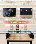 47.2 Inch Router Sled For Flattening Slabs, 3 Axis Adjustable on workshop table, smooth moving mechanism visible