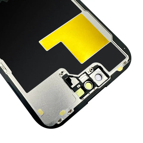 Close-up of IPhone 14 Pro Six Point One Inch LCD Screen Replacement Kit With 3D Touch Digitizer Display Assembly, rear side view.