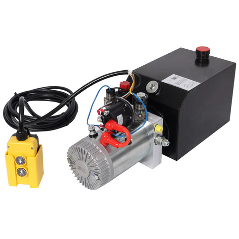 12V DC Hydraulic Power Unit For Dump Trailers And Lift Gates, Double Acting 6 Quart Steel Tank Pump With 1.6kW Motor, Heavy Duty Electric Beast That Crushes Massive Loads Without Breaking A Sweat