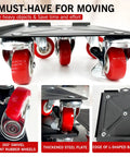 Heavy Duty Furniture Dollies Set With 360 Degree Swivel Casters And Smooth Rolling Wheels close-up of swivel wheels and steel plate.
