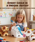 Child coloring Fun DIY Cardboard Animal Toys 3D Coloring Puzzle Arts And Crafts Kit For Kids Ages 4 To 8, with elephant paper model.