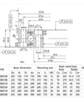 Technical diagram of Premium Cross Roller Bearing Fits 280X355X25.4 showing dimensions and load ratings for precision CNC applications.