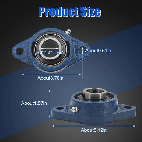 2 Pack Pillow Block Bearing Set 543045052 for Husqvarna FS400 and FS400LV with dimensions shown for replacement bearings