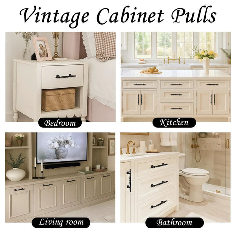 Dope Matte Black Vintage Cabinet Pulls 10 Pack 3.75 Inch Hole Center Drawer Knobs Kitchen Cupboard Hardware in bedroom, kitchen, living room, and bathroom.