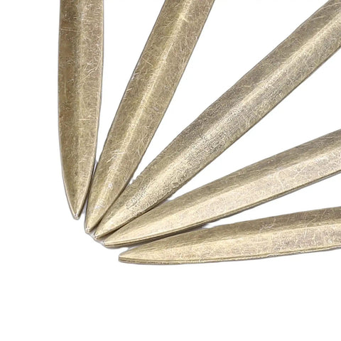 Close-up of tips of Five Piece Retro Envelope Opener Set Zinc Alloy Letter Openers For Quick Mail Opening Sword Shaped Design