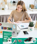 Woman using Sublimation Sticker Paper For Inkjet Printers 8.5x11 Glossy White Waterproof Heat Transfer Paper 60 Sheets