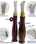 Leather Edge Creaser Set with stainless steel tips 1.0mm 1.5mm 2.0mm 2.5mm and wood handle for detailing on leather projects.