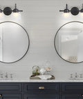 Oil Rubbed Bronze Modern 2 Light LED Bathroom Vanity Light With Clear Glass Bell Shades Wall Sconce For Mirror Hallway Kitchen 5.75 Inch ETL Listed LED Bulbs Included Easy Install above double vanity with mirrors