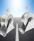 Beefed Up Heavy Duty 3 Inch 304 Stainless Steel Sliding Gate Wheels With U Groove Track Roller Double Bearing Plate Caster For Driveway Gates U Shaped Bracket Smooth Rust Resistant Rollers, 304 stainless steel U-groove wheels on bracket