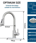 Heavy Duty Kitchen Faucet With Smooth Pull Down Sprayer In Top Shelf Brushed Nickel Rust Resistant Steel Body dimensions 14.5 inches tall
