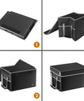 Collapsible Fireproof File Box Safe Organizer with lid for hanging letter and legal folders, heavy duty, water resistant, black