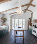 Modern Kitchen Island Light Four Light Chandelier With Glass Shades Industrial Farmhouse Pendant Lighting in kitchen setting