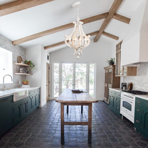 Modern Kitchen Island Light Four Light Chandelier With Glass Shades Industrial Farmhouse Pendant Lighting in kitchen setting
