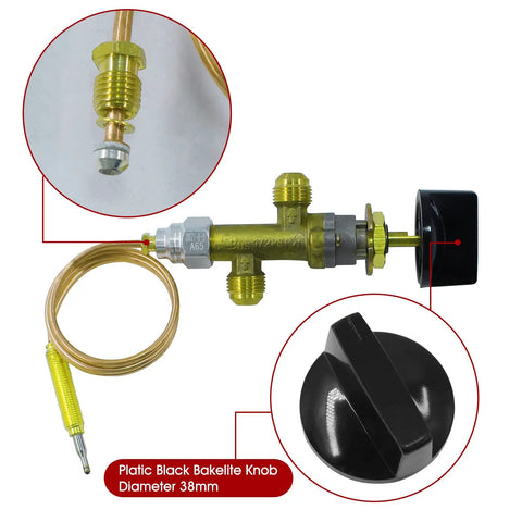 Low Pressure LPG Propane Gas Fireplace Fire Pit Flame Failure Safety Control Valve Kit With Three Eighth Inch Male Flare Swivel