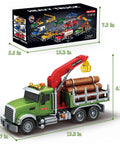 Epic 15 Inch Logging Truck Toy For Kids Ages 3 To 8 With Loading Crane And Six Timber Trunks Lights And Sounds alongside box