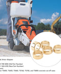 Pro Grade Blade Arbor Adapter Set For Concrete Cutoff Saws, 5 Pack, Metal Reducer Rings, image showing adapter rings and saw.