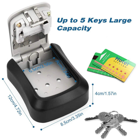 Weatherproof Wall Mounted Key Safe Box With 5 Key Capacity And Resettable 10,000-Combination Lock For Indoor And Outdoor Use, Built Tough Key Storage For Home, Vacation Home, Garage And Emergency Access