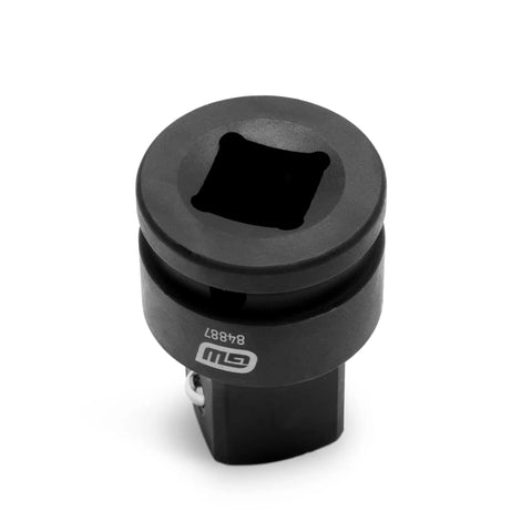 Top view of socket from Six Piece Drive Impact Socket Adapter Set For 1/4, 3/8, 1/2, 3/4 Inch Drives With Pin Retention, CR-MO Alloy, Manganese Phosphate Finish, High Visibility Markings For Heavy Duty Auto And Shop Use.