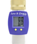 P3 Water Flow Meter With Heavy Duty Brass Swivel For Outdoor Hose, Accurate To One Tenth Gallon, LCD Display, Front View