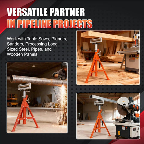 Heavy Duty Roller Stand With 2500 Lb Capacity And 28 To 52 Inch Adjustable Height Foldable Tool Stand For Pipes Wood And Metalworking Projects Built To Last For Long Materials And Sheet Metal Work used with pipe and wood in workshop