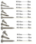 600 Piece Self Tapping Sheet Metal Screw Kit In 12 Sizes M2 M2.2 M2.6 M3 Pan Head 304 Stainless Steel Silver Finish diagram
