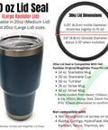 Replacement Lid Seal Gaskets For Yeti Rambler Magslider And Original Lids 30 Oz Lid Size Fits Beast Chillout Fire And Ice Hogg Mossy Oak Ozark Trail Rtic Travel Mugs Three Pack Durable Gasket Set For Leak Proof Performance, black 30 oz lid seal ring shown