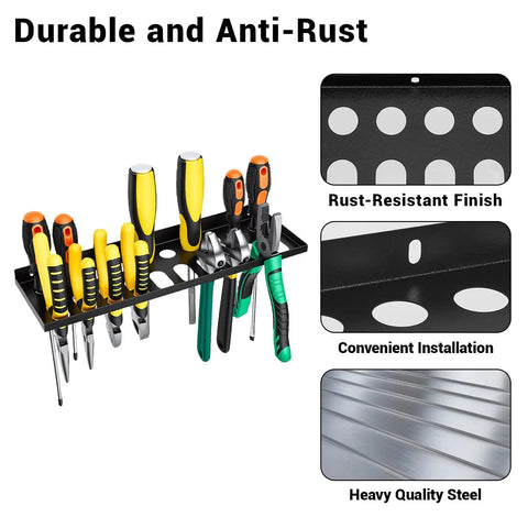 Heavy Duty Screwdriver And Pliers Organizer Wall Mount Rack For Workshop Garage Or Home, Holds tools with rust-resistant finish