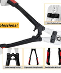 Pro Grade Wire Rope Crimping Tool Kit For 3/64 In To 1/8 In Cable Beefy Heavy Duty Swaging Tool ergonomic handle focus.