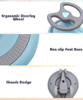 Ergonomic steering wheel, non-slip foot base, chassis design of Trendy Swing Ride On Wiggle Car With Glowing Wheels And Easy Twist Steering Designed For Toddlers Age 3 Plus Zero Batteries Needed Tough Blue Frame Drops Some Real Cool Factor While Providing Smooth Daily Adventure Play.