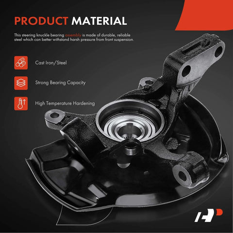 Front Right Steering Knuckle And Wheel Bearing Hub Assembly OEM Grade For Toyota Camry 1997 2001 L4 2.2L Sedan Only 14 Inch Wheels Passenger Side Direct Replacement with cast iron steel.