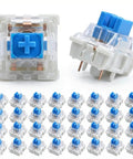 Blue 3-Pin Clicky Mechanical Keyboard Switches 50gf Actuation, Tactile And Audible Feedback, 30-Piece Bulk Pack For DIY Keyboards, Gaming, Typists, And Fidget Enthusiasts, clear housing