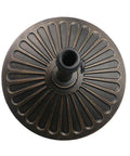 Top view of Heavy Duty Round Antiqued Bronze Umbrella Base, 18 Inch, 30.2 Lb Resin Patio Outdoor Stand with Decorative Pattern