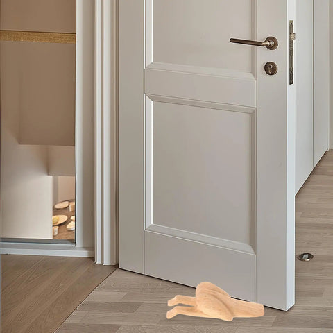 Wooden Door Stopper With Funny Shape For Home And Office Heavy Duty Door Wedge That Reduces Noise No Tools Needed Quick Install Beige Color