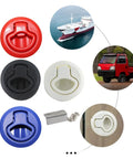 Multi-color 2.4 Inch Flush Pull Slam Latch Round Door Locking Handle For Boats And Cabinets with screws shown