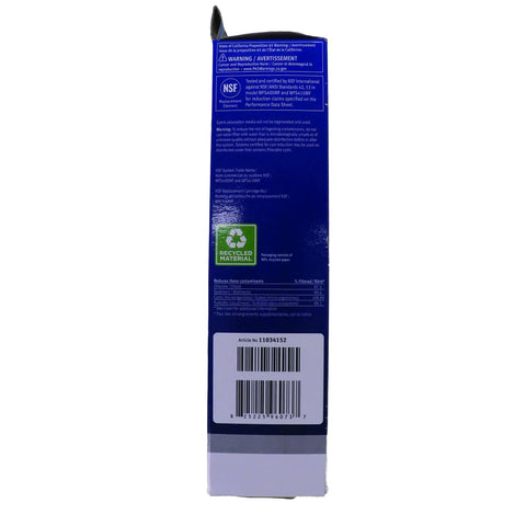 Side view of Top-Notch UltraClarity Water Filter Cartridge 11034152 OEM Replacement box showing barcode and recycling icon