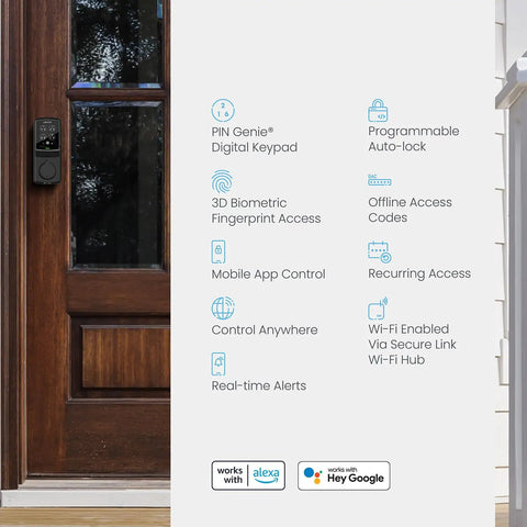 Badass Smart Deadbolt With Integrated Wifi Hub Featuring Quick Biometric Scanner And Rolling Digit Keypad For Smooth Keyless Entry Zero Monthly Costs Or Any Type Of Security Drama