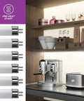 Pack Of 6 F13T5 CW Fluorescent Tubes, 21 Inch Long, 13 Watt displayed beside a modern kitchen setup with appliances.