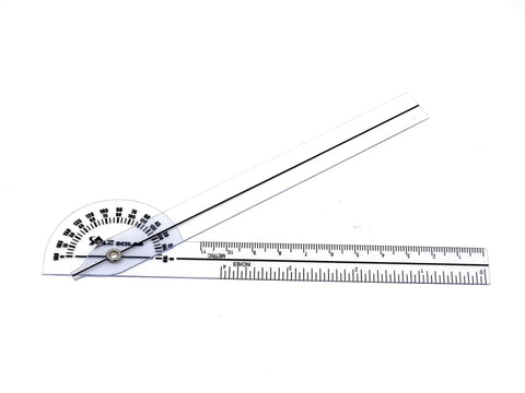 Transparent Goniometer for Joints 360 Degree Plastic Orthopedic Angle Ruler Protractor 6 Inch Easy Read Body Measurement Tool for PTs and Home Rehab with degree scale and inch ruler