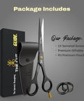 Six And A Half Inch Matte Black Luxury Hair Scissors Ultra Sharp Stainless Steel Barber Shears gift box with pouch