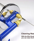 Heavy Duty Suction Feed Air Spray Gun With Nickel Plated Body for cleaning nozzle and wire brush maintenance.