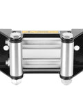 Front view of Side By Side Winch Fairlead Cable Roller With Iron Support Beefy Heavy Duty 125mm 5in, for off-road rigs, UTVs, and Jeeps