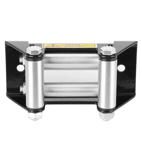 Front view of Side By Side Winch Fairlead Cable Roller With Iron Support Beefy Heavy Duty 125mm 5in, for off-road rigs, UTVs, and Jeeps